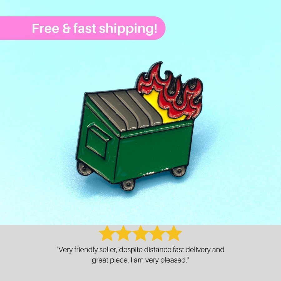 DUMPSTER FIRE Enamel Meme Pin | Cartoon Badge Brooche | Hard Enamel Pin | Meme