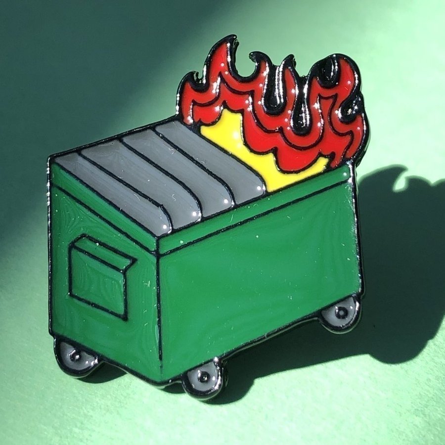 DUMPSTER FIRE Enamel Meme Pin | Cartoon Badge Brooche | Hard Enamel Pin | Meme