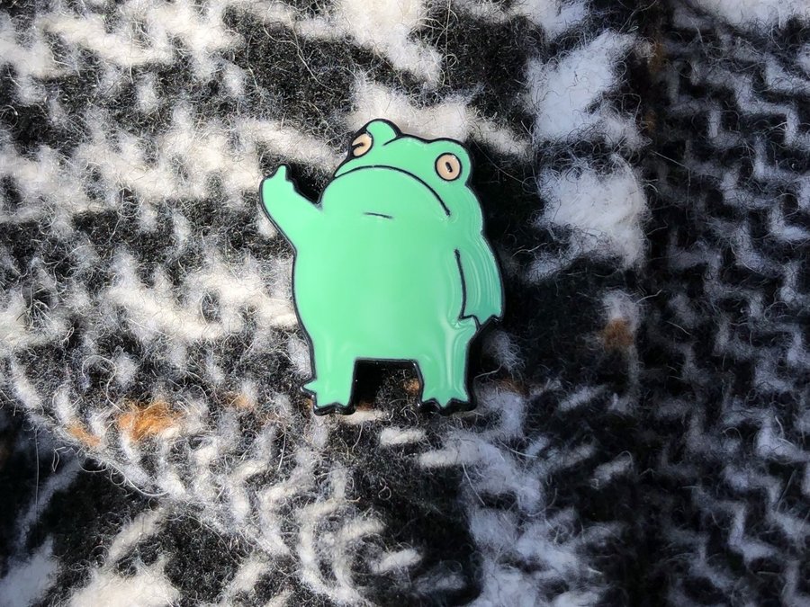 FUNNY FROG Enamel Pin | Flipping the Bird | Froggy Animal | Cartoon Badge Brooch
