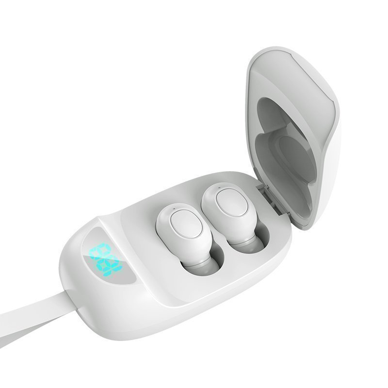 TWS JS25 Headphone Sport Stereo Noise Cancelling Wireless Earphones-White-