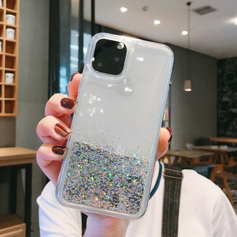 Luxury Glitter Star Beautiful Silver Liquid Clear Case For iPhone 12 Mini