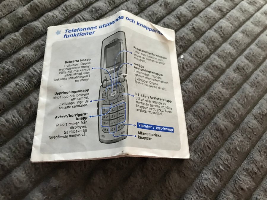 Samsung snabbguide till SGH-X160 / mobiltelefon