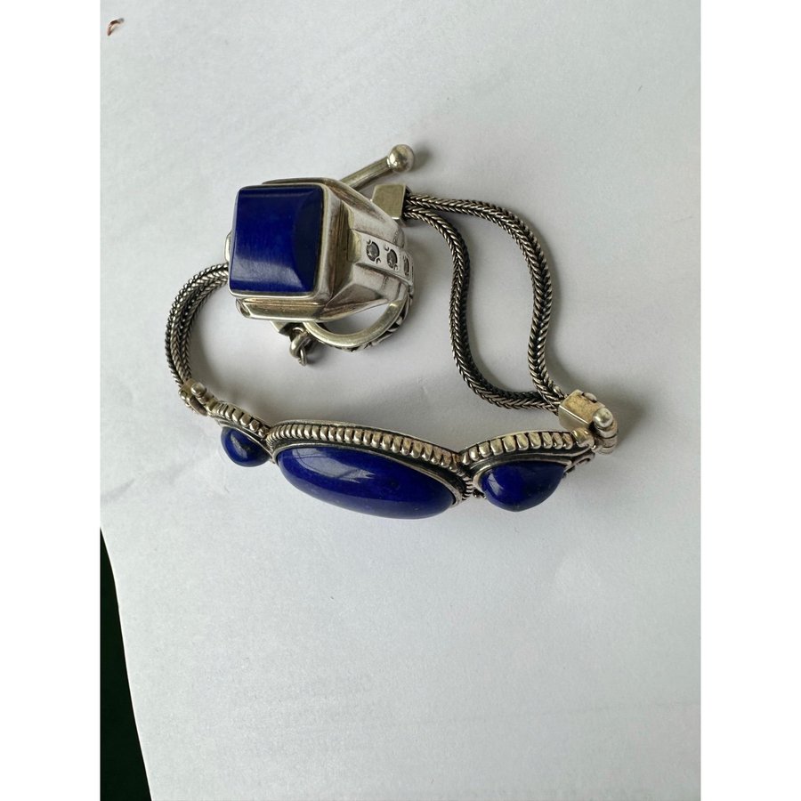 Lapis lazuli ring och armband 925 silver