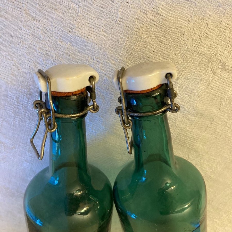 Glasflaska Gammal Ölflaska Retro Vintage Grön Dryckesflaska