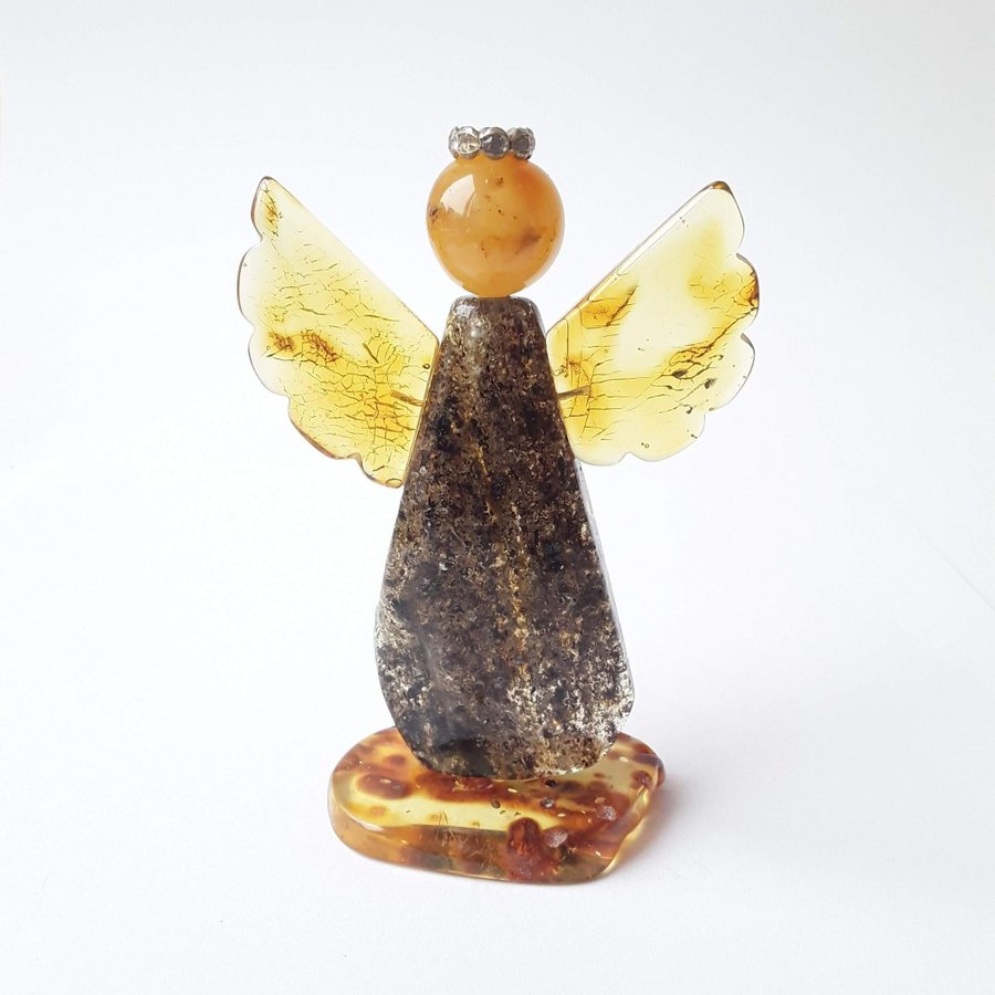 Amber ANGEL figurine Small statue of an angel Gemstone amber guardian angel