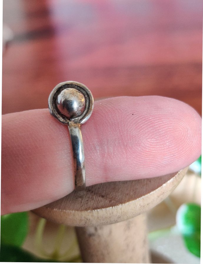 Liten udda unik vintage silver ring planet kula handgjord 165