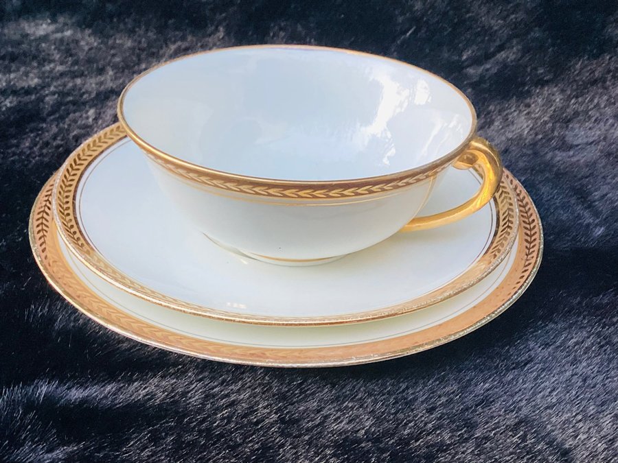 Limoges vintage Lafarge Nardon kopp och två fat 1950