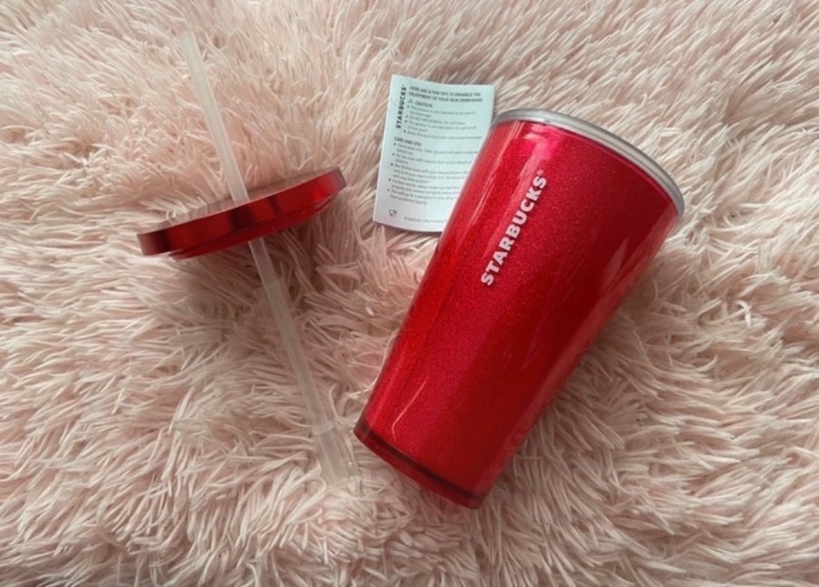 Starbucks red glitter reusable cup