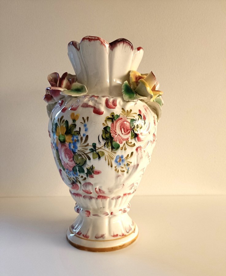 Vintage Capodimonte stil vas Handmålad vas Italien (Capodimonte Style vase)