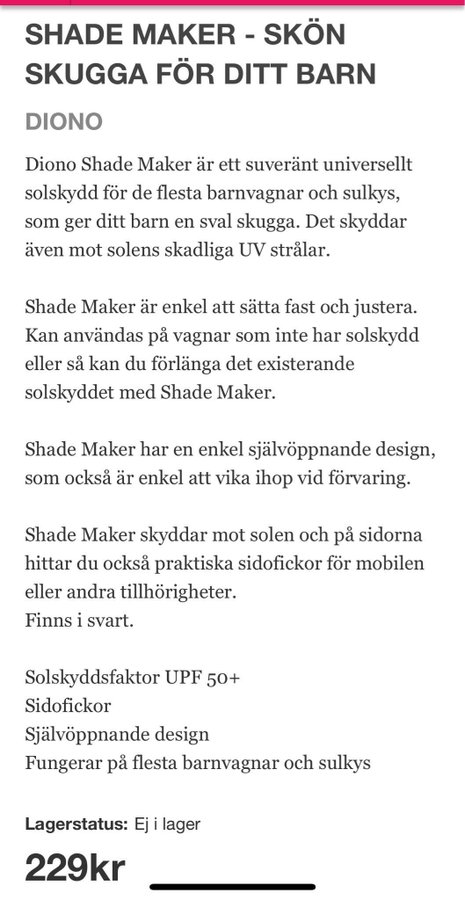 Solskydd för barnvagn/ Diono shade maker