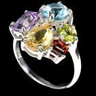 Citrin ametist peridot topas granat ny ring 925 silver storlek 85