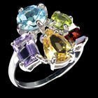 Citrin ametist peridot topas granat ny ring 925 silver storlek 85