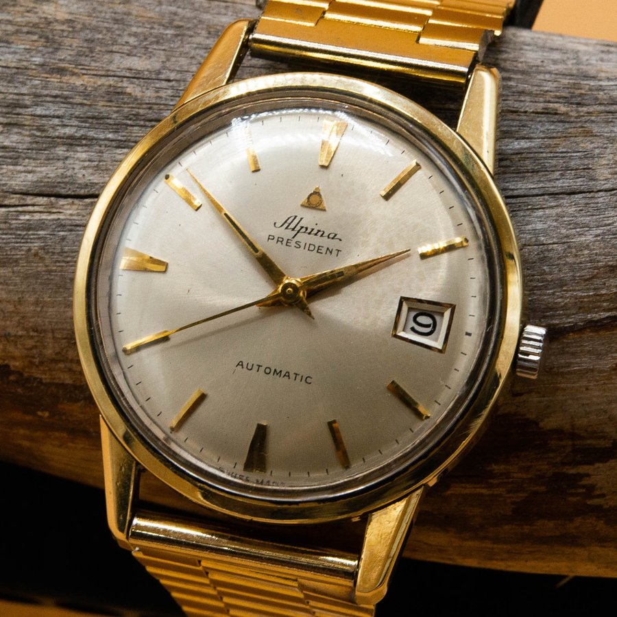 Alpina President Automatic guld på stål 1950-60-tal Swiss