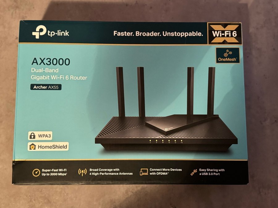 Tp-link Archer AX55 Dual Band Wi-Fi 6 Router som ny