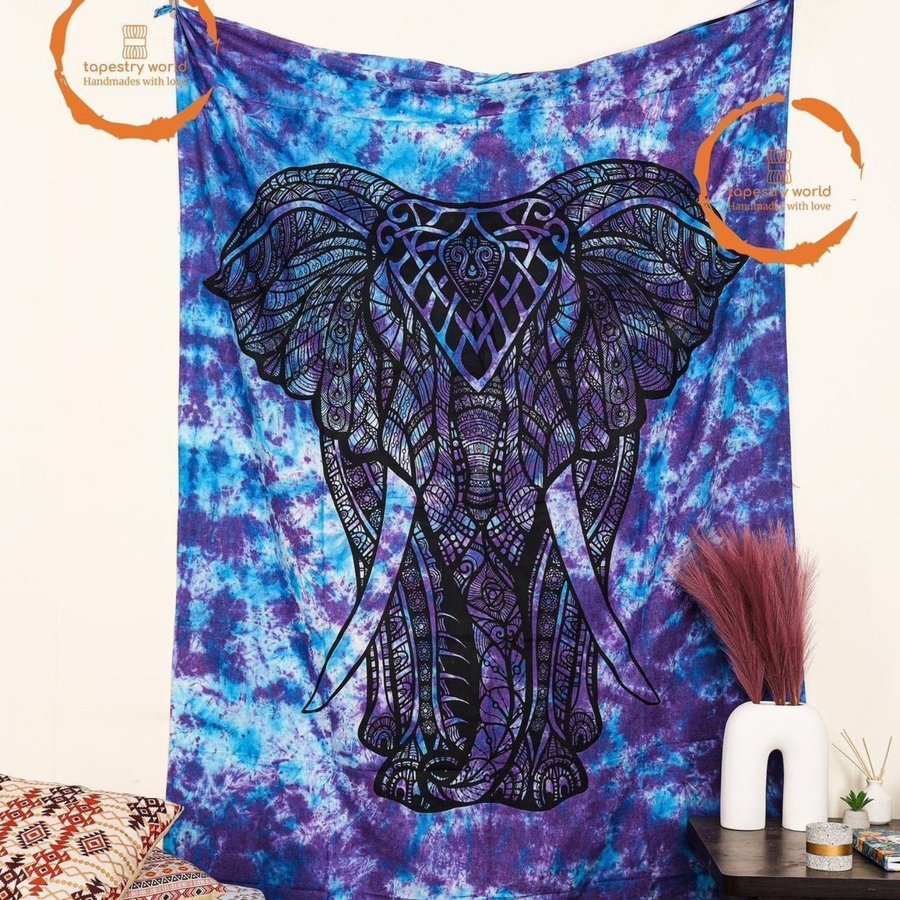 Big Elephant Tie Dye Wall Hanging Indian Tapestry Room Carpet