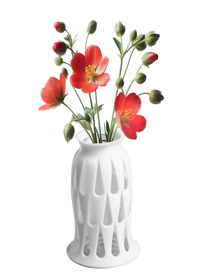 Sæt med én sort og én hvid blomstervase med ”digitale" blomster