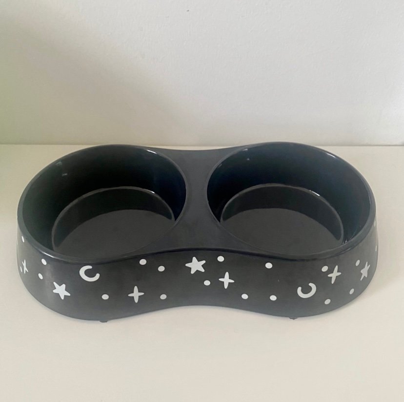 KILLSTAR - Svart Starry Night Pet Bowl Husdjur Hund Katt Mat Vatten Skål