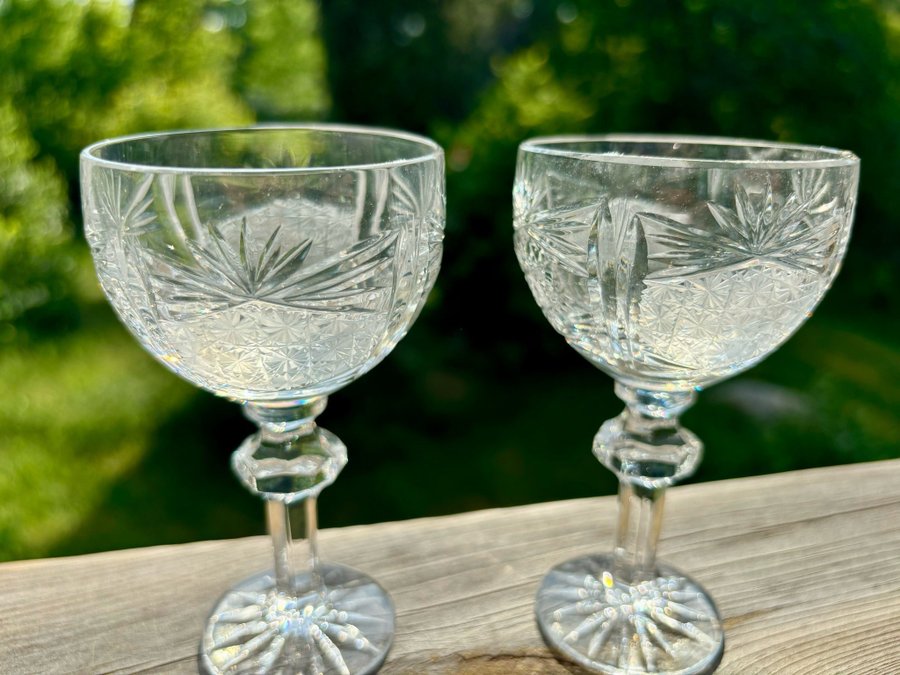 5 st sherry glas /Likörglas Kupor Slipade Retro Kristall