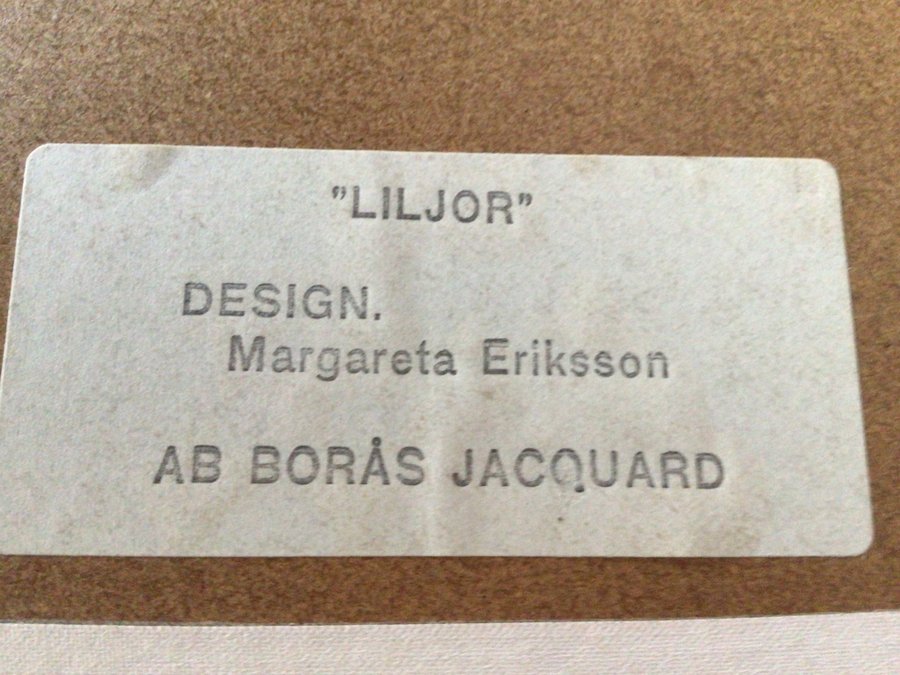 Vävnad Margareta Eriksson Borås Jacquard 1900-tal