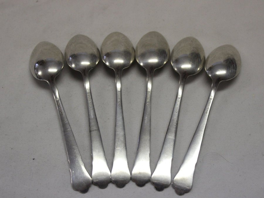 6 Kaffesked Tesked Sked Skedar 128 cm Mema Prima Chippendale i Nysilver