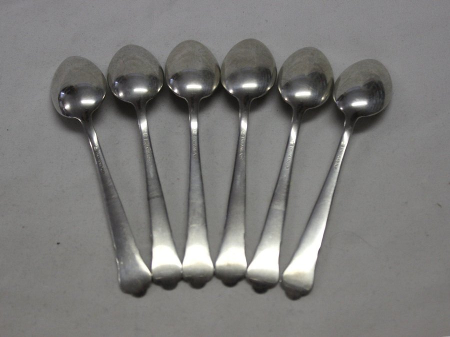 6 Kaffesked Tesked Sked Skedar 128 cm Mema Prima Chippendale i Nysilver