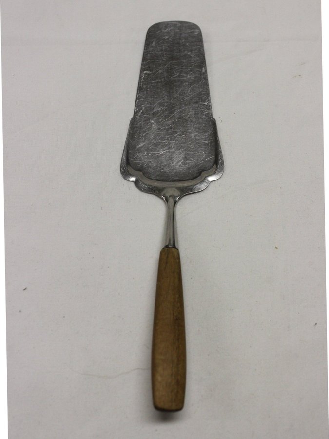 Vintage Tårtspade Helle / Lauffer i Rostfritt Stål m Handtag i Trä Norge