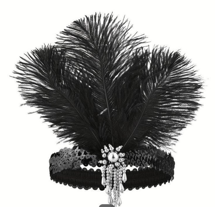 PANNBAND Great Gatsby 1920 Vintage diadem hårband Fjäder flapper Art Deco kaxigt