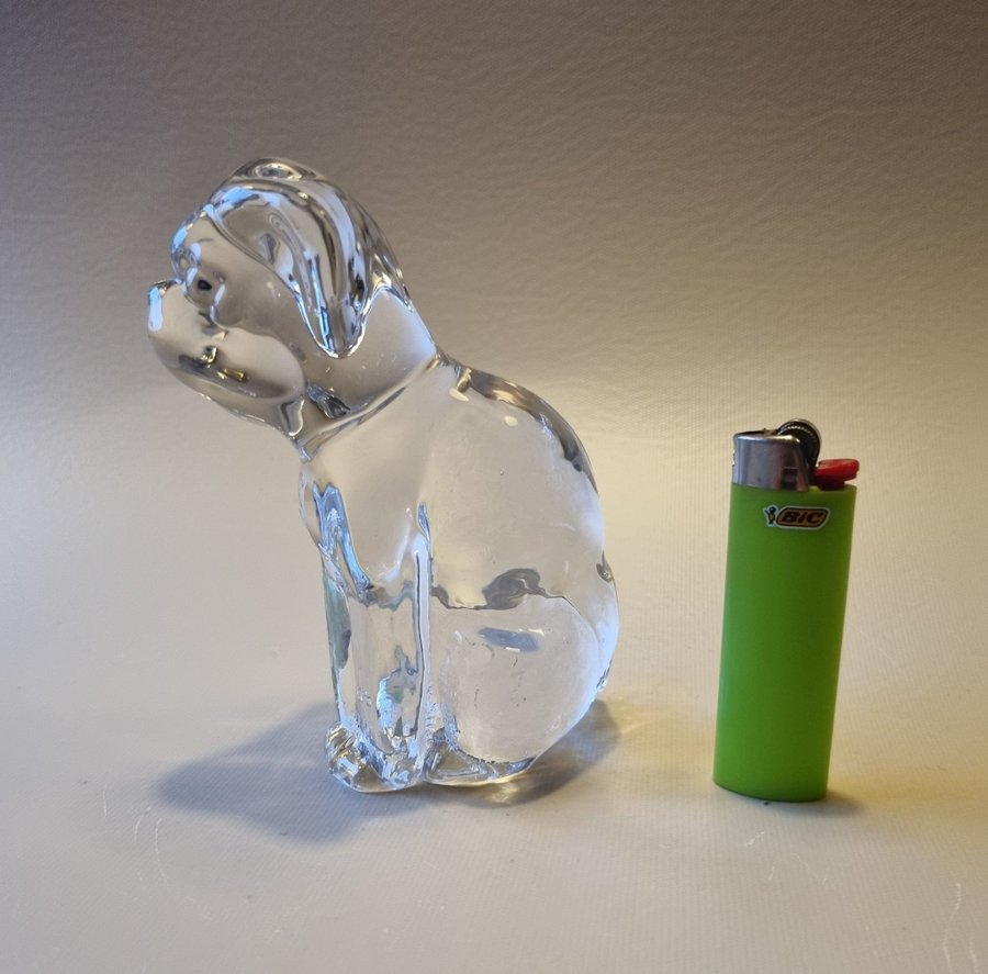 Hund D43 Fm konstglas Ronneby Sverige Färe Marcolin klarglas djur glaskonst