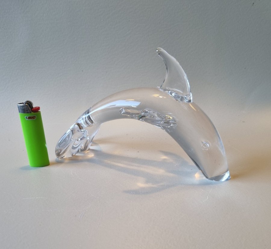 Delfin C765 Fm konstglas Ronneby Sverige Färe Marcolin klarglas fisk glaskonst