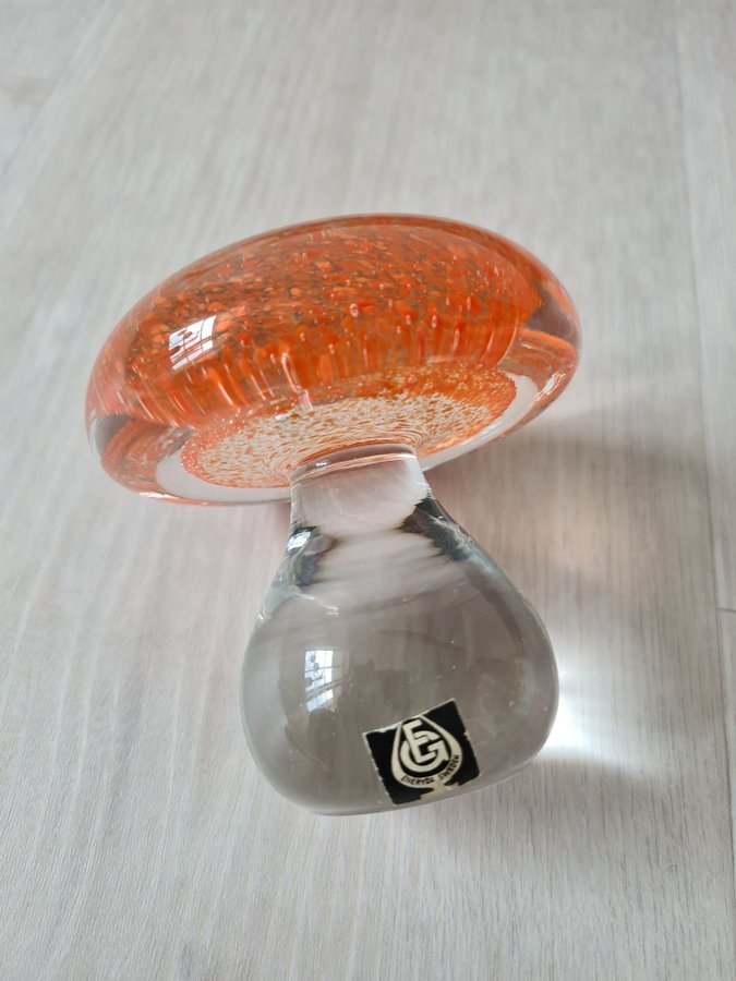 Eneryda glasbruk orange glassvamp svamp i glas retro vintage
