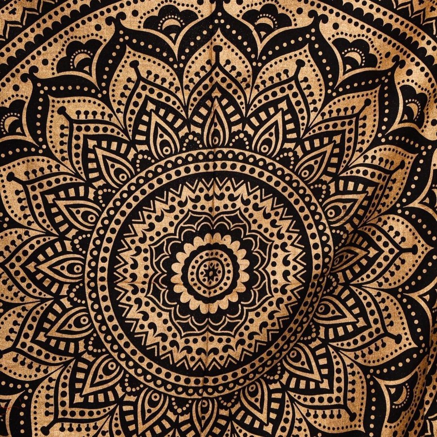 Black Gold Mandala Wall Hanging Indian Mandala Tapestry Room Carpet