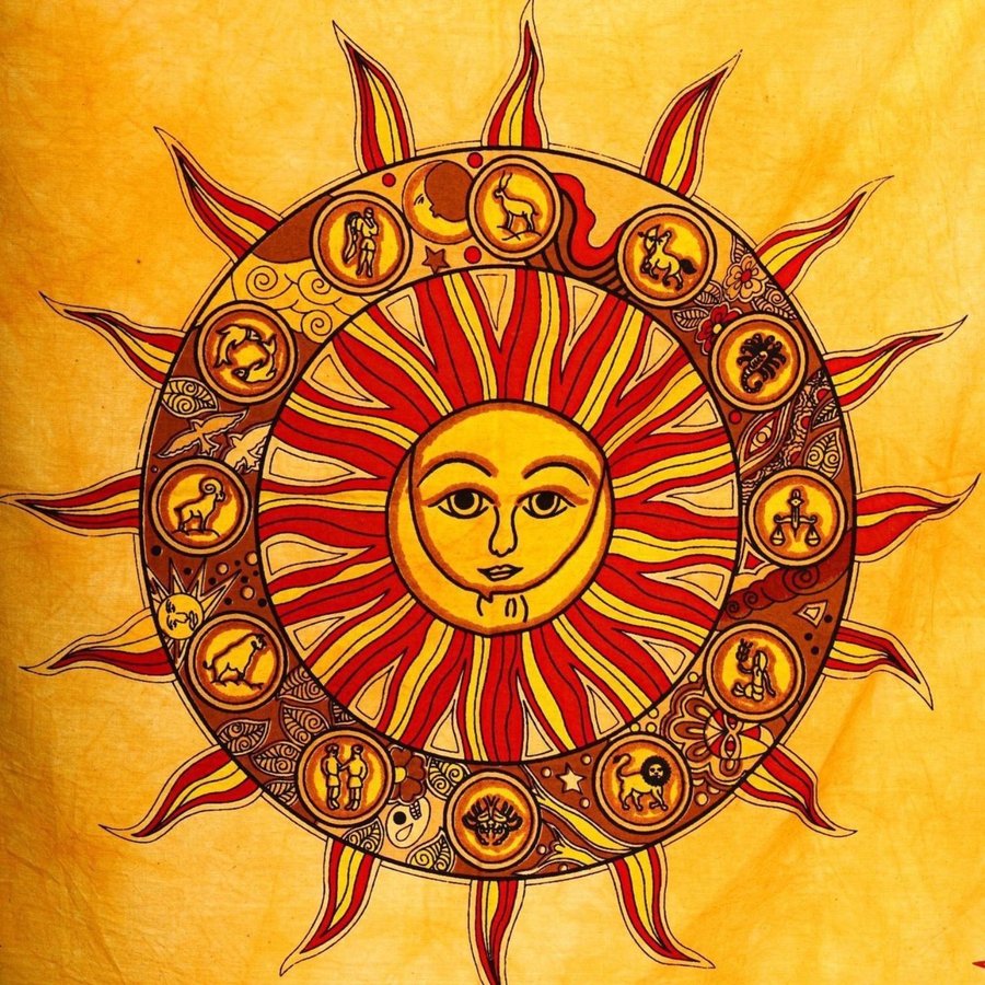 The Horoscope Sun Indian Tapestry Wall Hanging Room Carpet