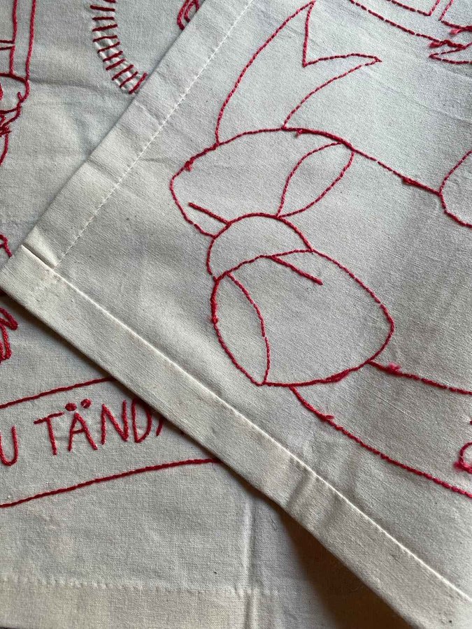 Retro handbroderad bonad väggbonad jul julbonad