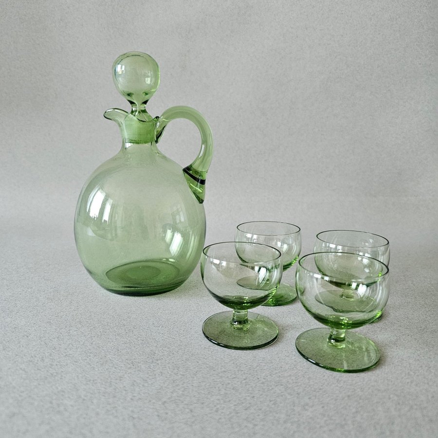 Karaff och glas Reijmyre Monica Bratt vintage grönt retro