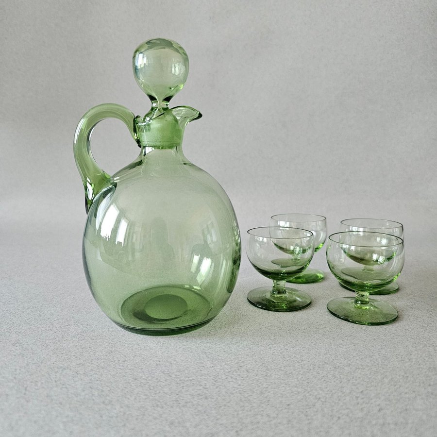 Karaff och glas Reijmyre Monica Bratt vintage grönt retro