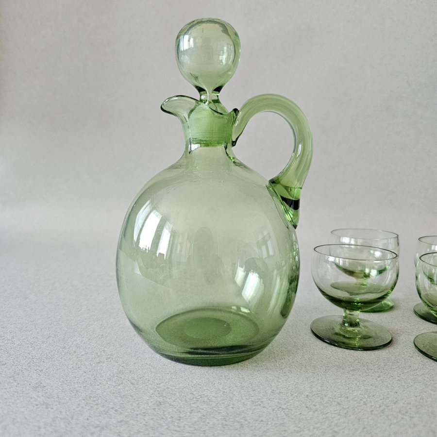 Karaff och glas Reijmyre Monica Bratt vintage grönt retro