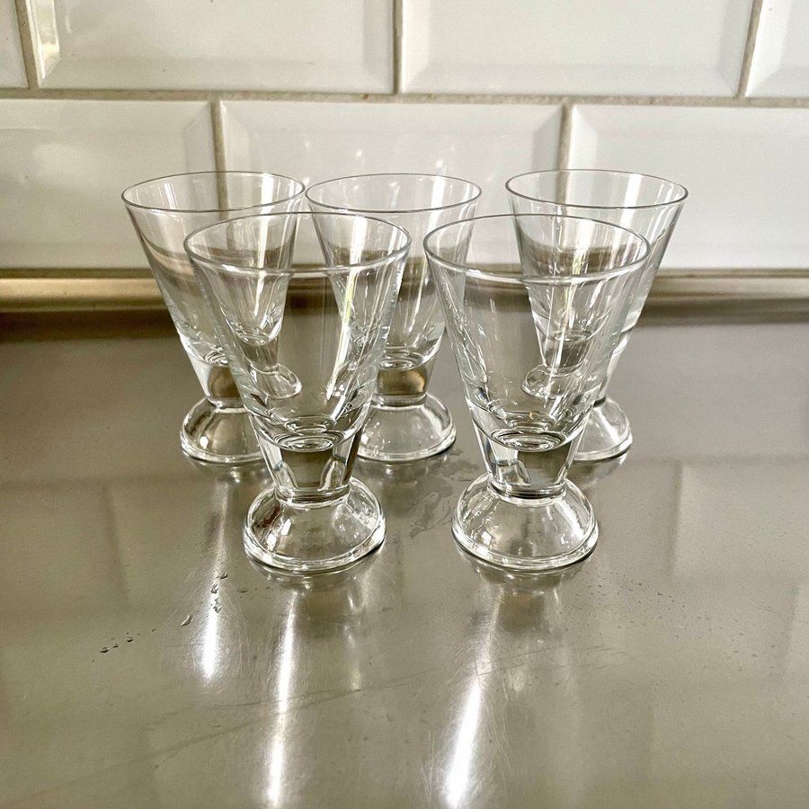 5 ST VASA SNAPS GLAS LIKÖR SUPGLAS ORREFORS SIMON GATE VINTAGE RETRO 20 30 TAL