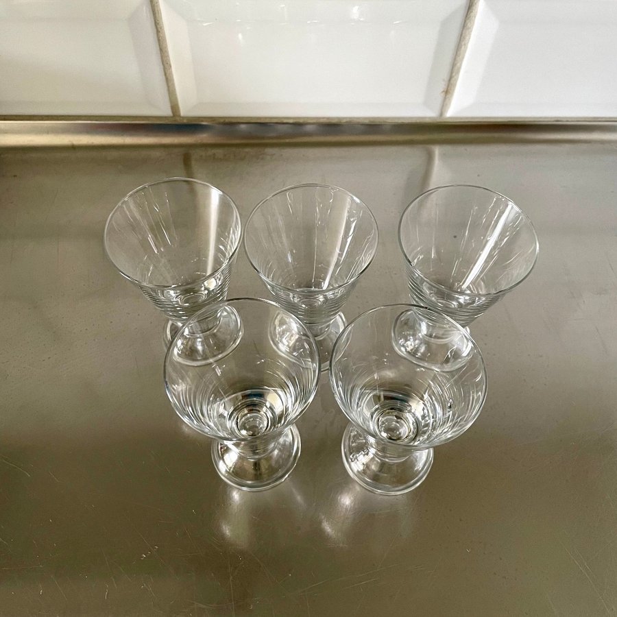 5 ST VASA SNAPS GLAS LIKÖR SUPGLAS ORREFORS SIMON GATE VINTAGE RETRO 20 30 TAL