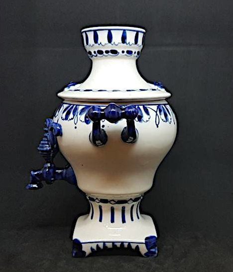 Vintage Burk Porslin "Samovar" Gzhel Porcelain Factory Sovjetunionen 1970-tal