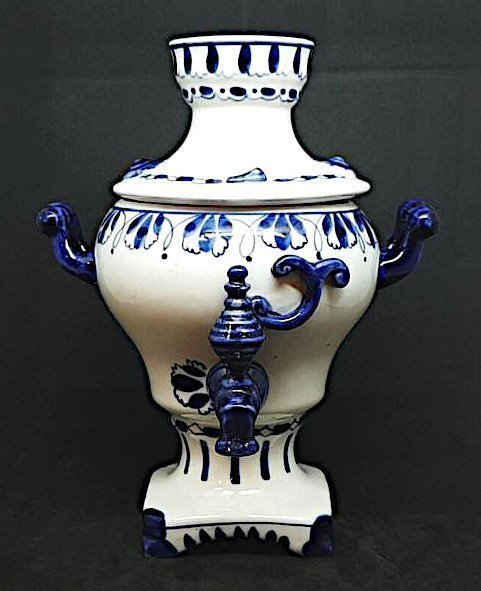 Vintage Burk Porslin "Samovar" Gzhel Porcelain Factory Sovjetunionen 1970-tal