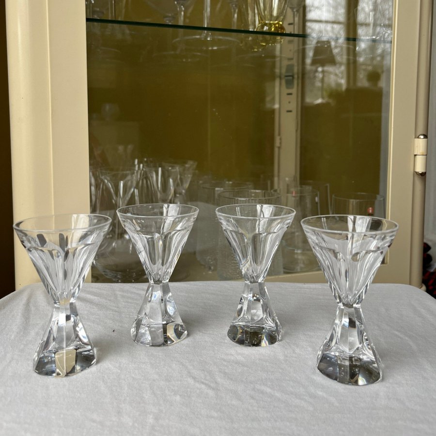 SNAPSGLAS * 4ST * BODA GLASBRUK * 30-TAL * KRISTALL * VINTAGE * ANTIK *