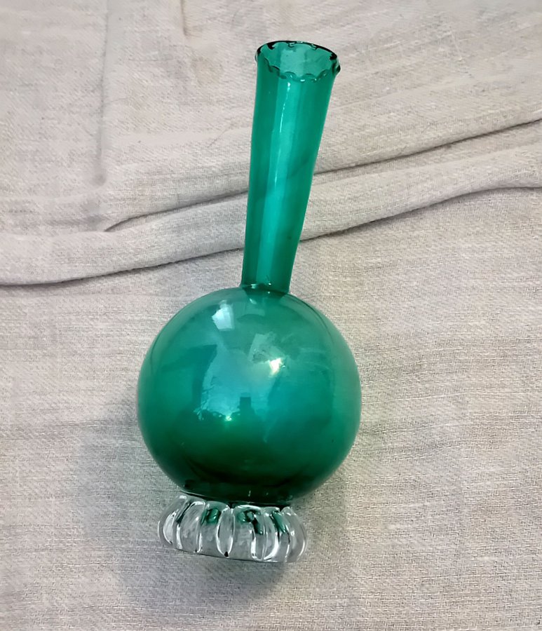 MURANO VAS GLAS HANDBLÅST RETRO VINTAGE VAS MURANO GRÖN VAS