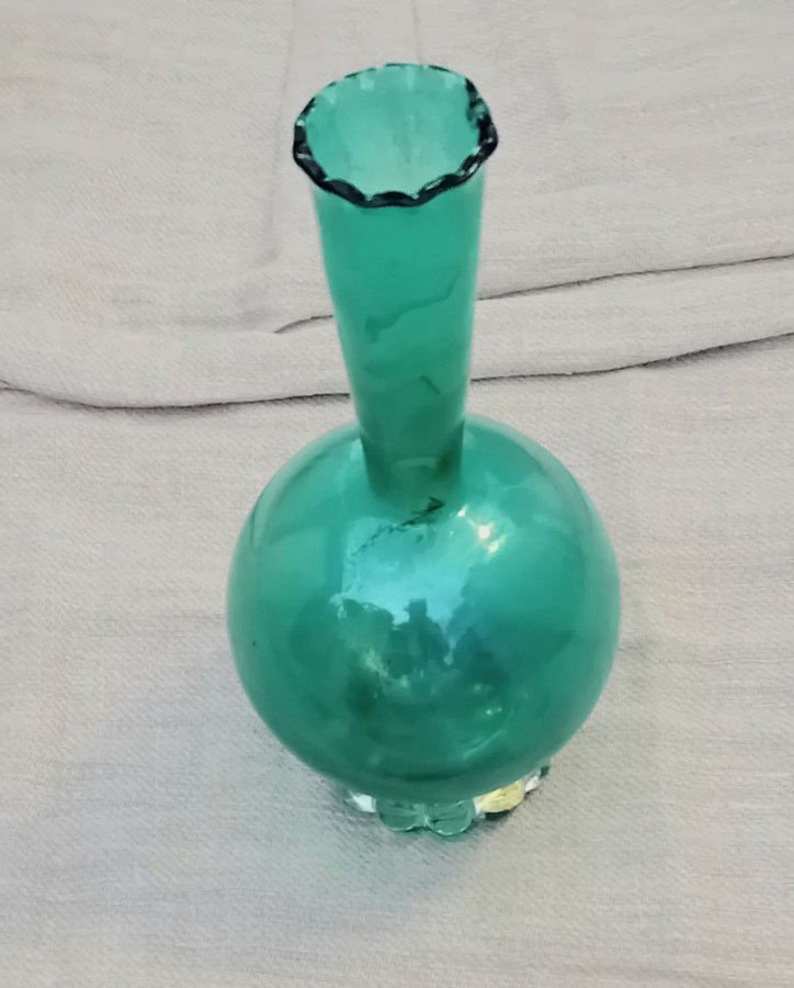 MURANO VAS GLAS HANDBLÅST RETRO VINTAGE VAS MURANO GRÖN VAS