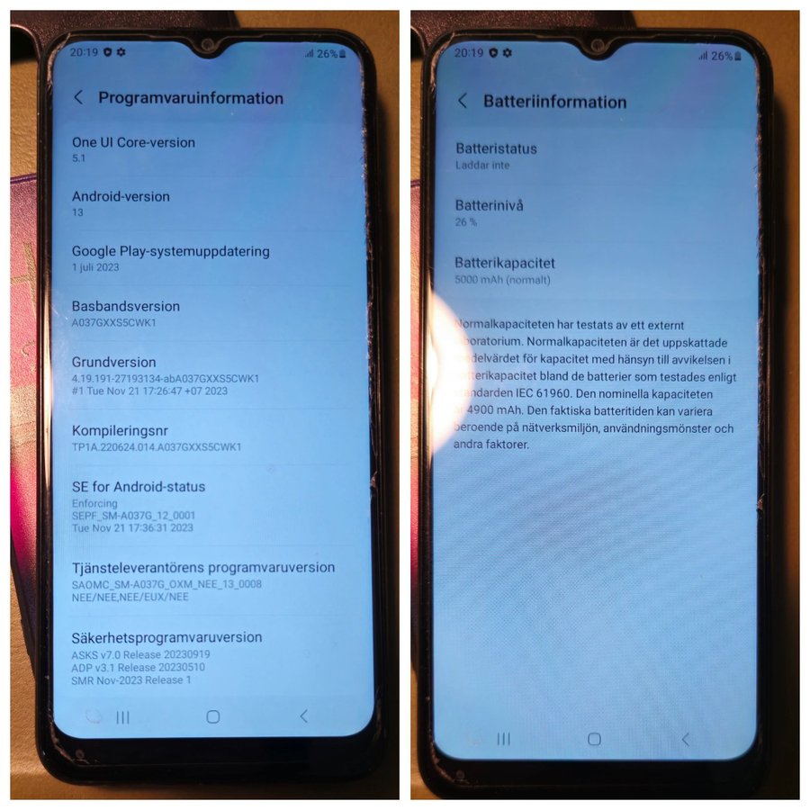 Samsung Galaxy A03S med sex fodral