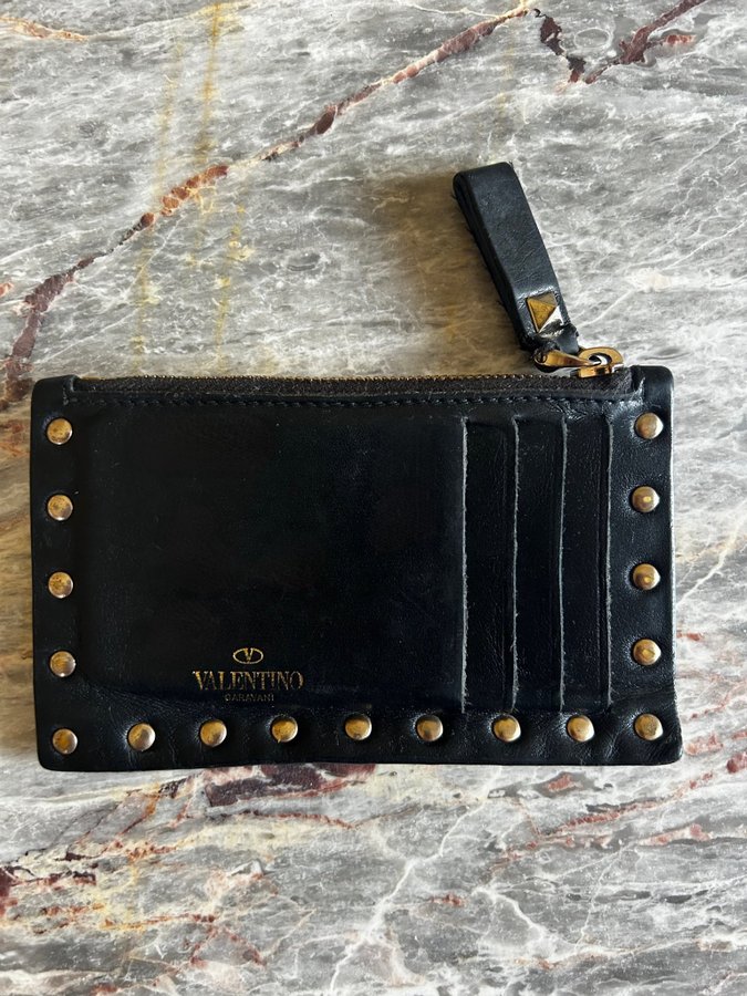 Valentino ROCKSTUD CALFSKIN CARDHOLDER WITH ZIP