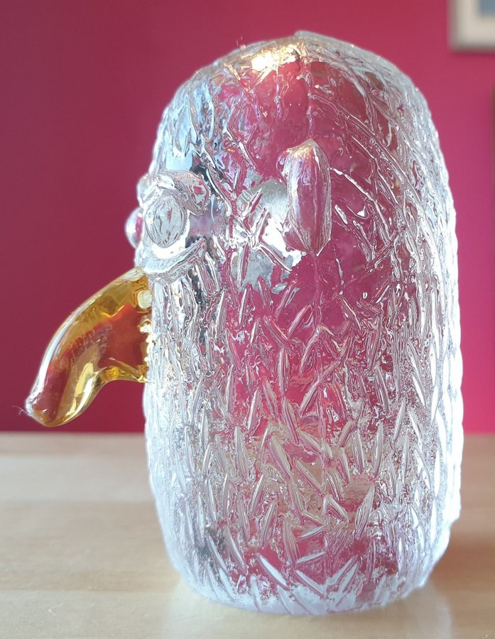 Troll från Fåglaviks glasbruk figurin av glas kristall retro ovanlig gul näsa