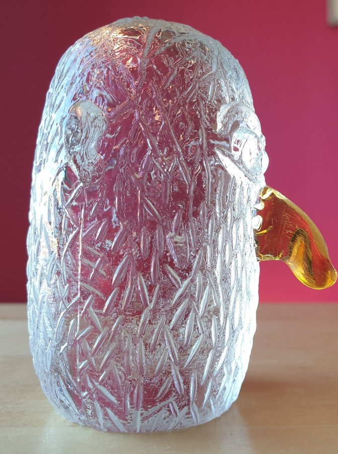 Troll från Fåglaviks glasbruk figurin av glas kristall retro ovanlig gul näsa
