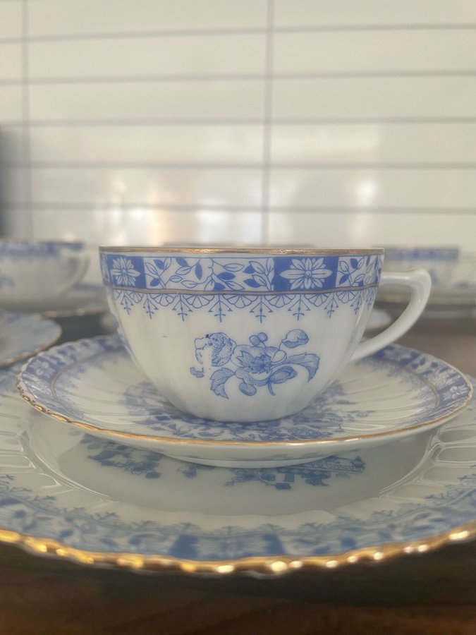 Kaffeservis 20 delar kaffekopp fat assiett kanna sockerskål Bavaria China Blau