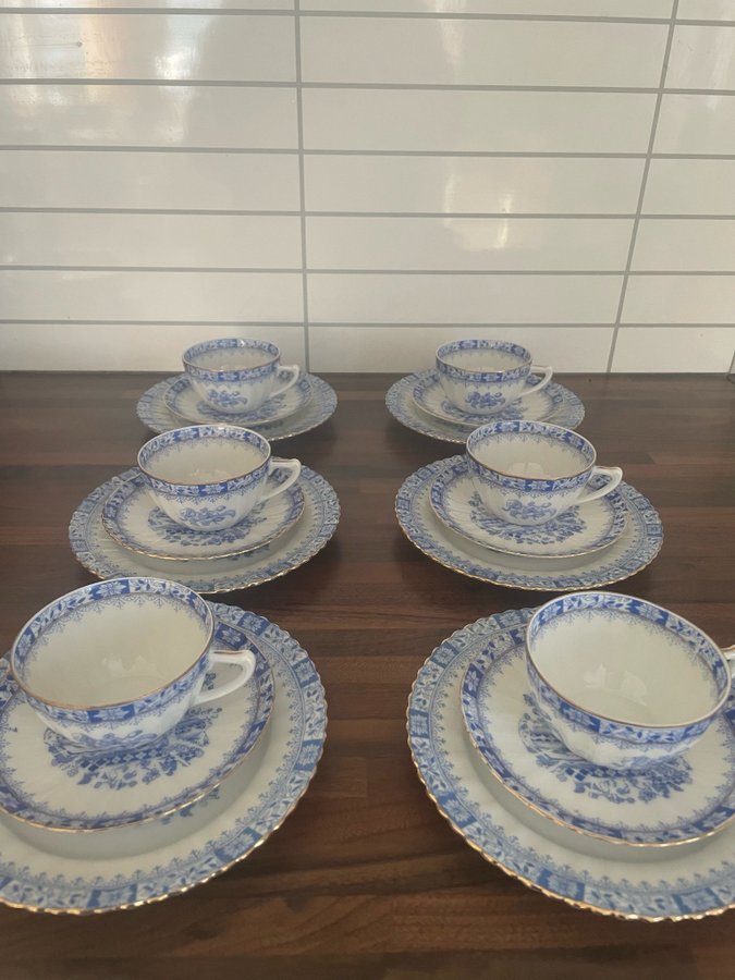 Kaffeservis 20 delar kaffekopp fat assiett kanna sockerskål Bavaria China Blau