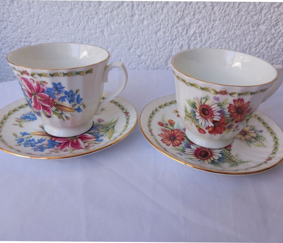 2 kaffekoppar med fat Royal Grafton Fine Bone China